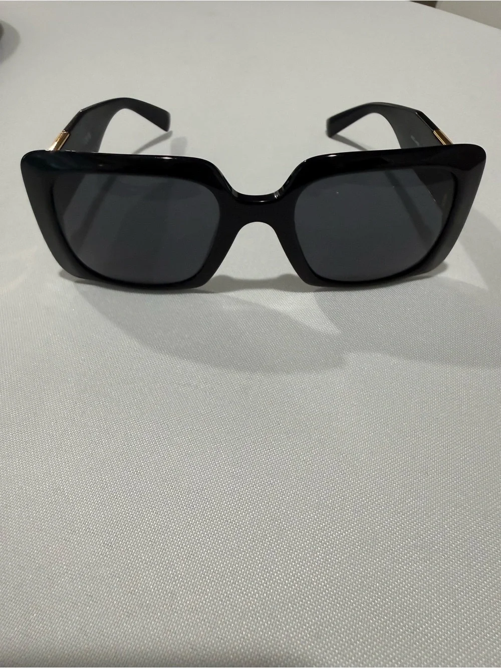 Versace Black Oversized Square Sunglasses with Gold Accents